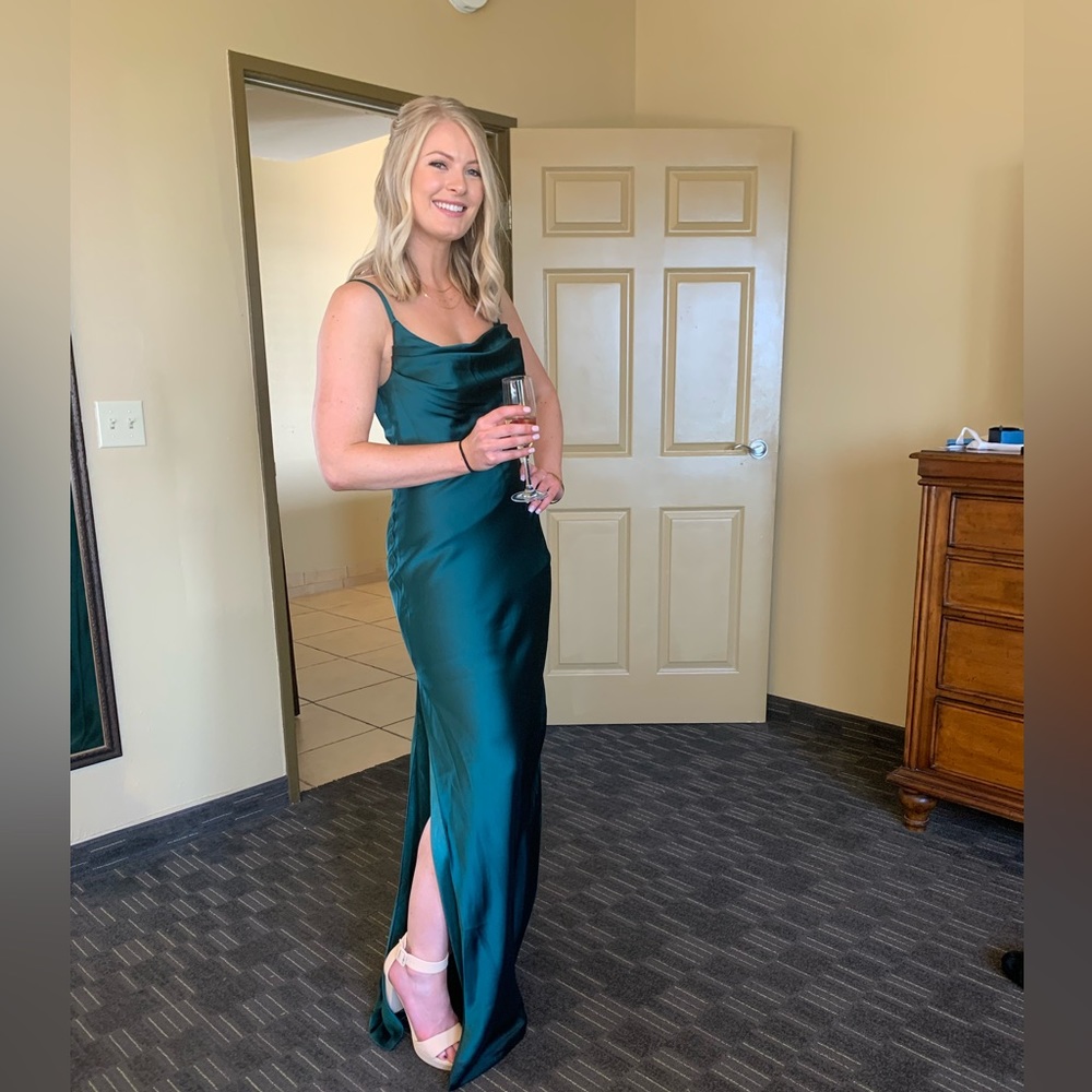 Revelry satin skye dress color classic emerald